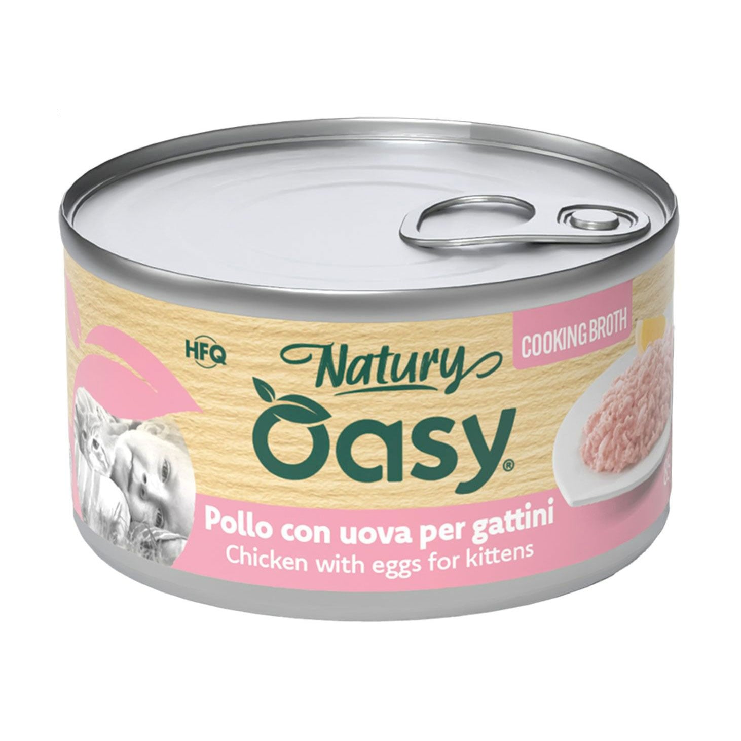 Вологий корм для кошенят Oasy Cat Wet Natury з куркою та яйцями у соусі, 85 г